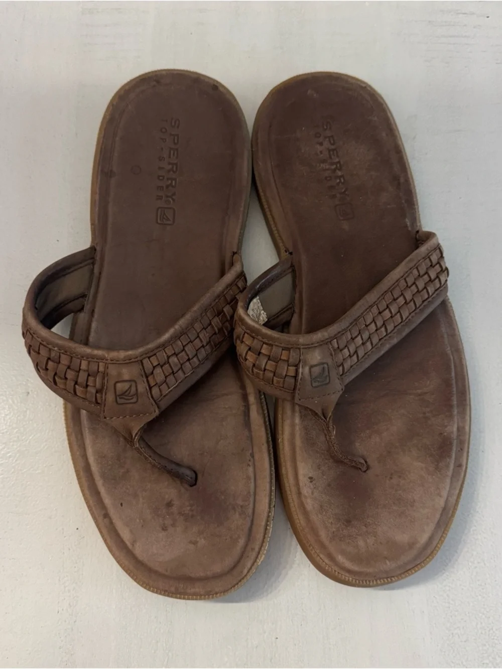 Sperry Top Sider Men’s Brown Leather Slip-On Sandals Sz 13M GUC